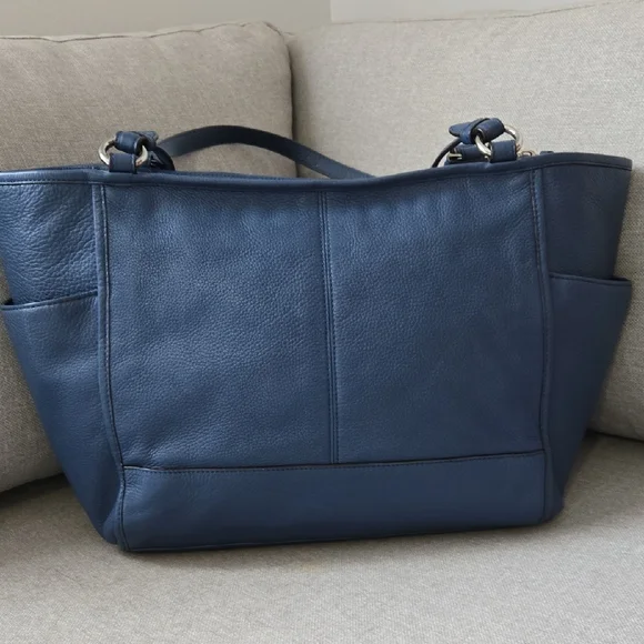 Coach Dark Blue Leather Tote - Picture 7 of 10